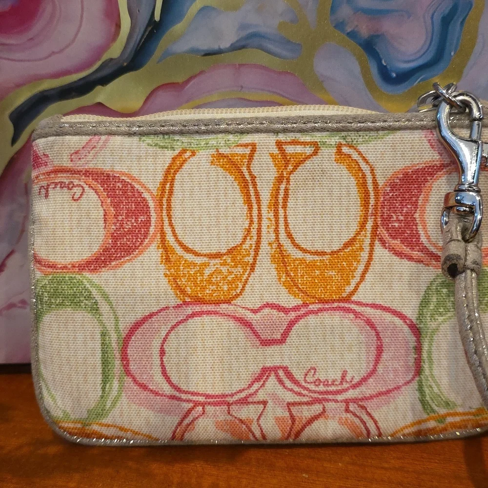 Coach Poppy Scribble Wristlet
